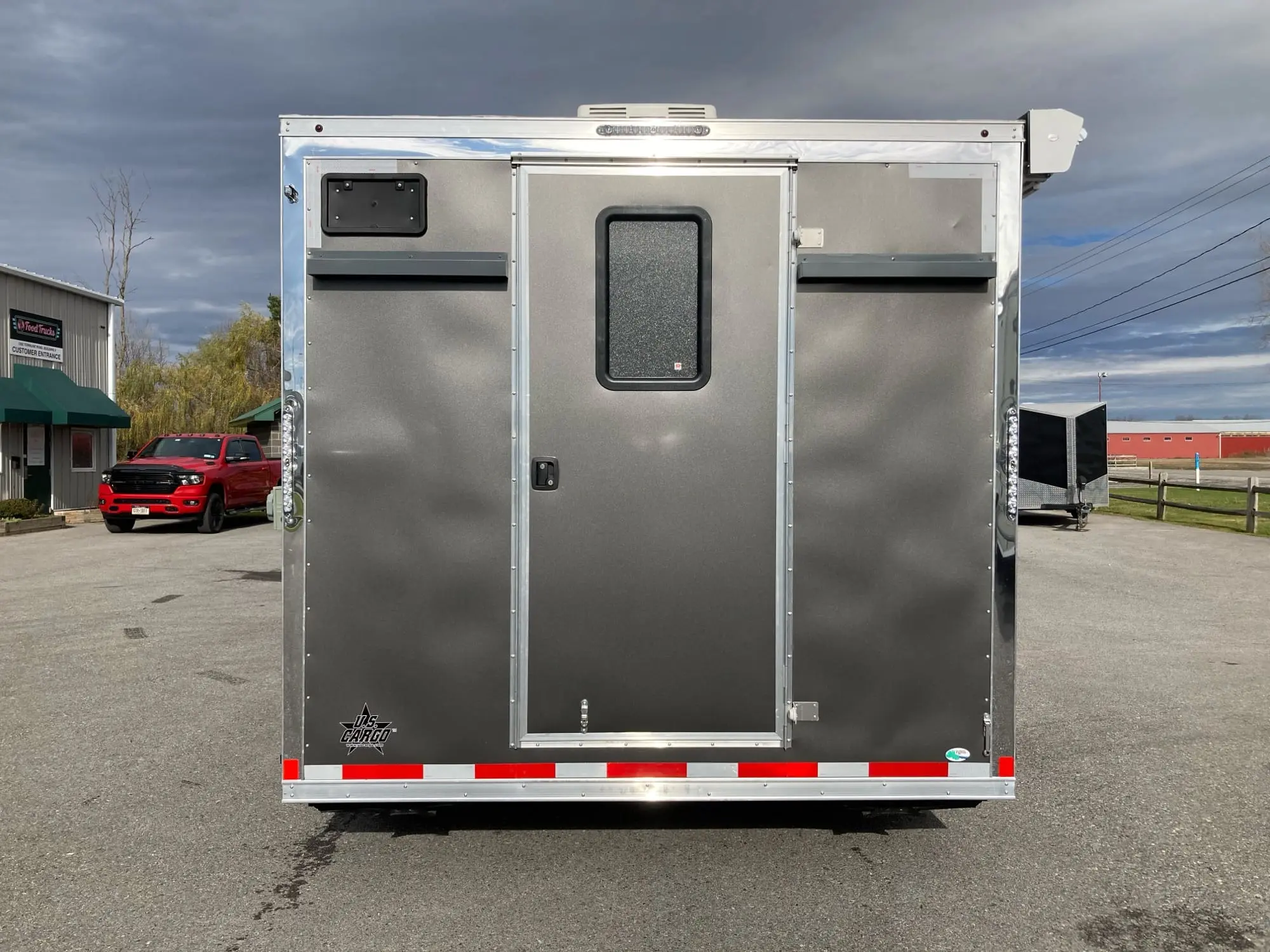 North Dakota Foresty Service trailer, outside, view of the back