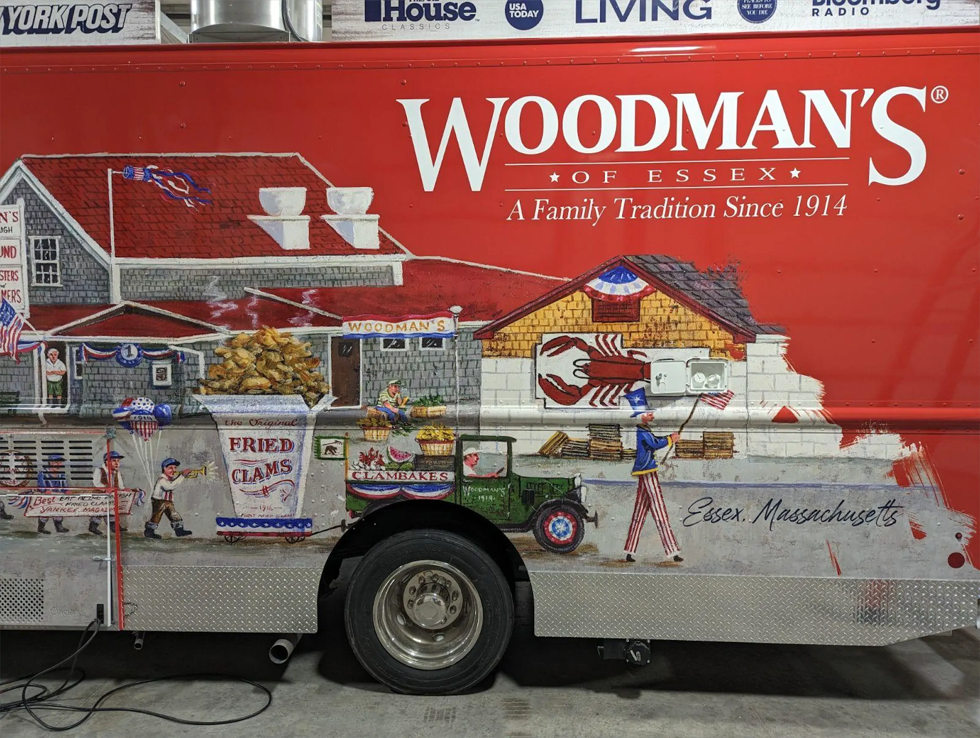 Woodman's truck, outside, view of the left side wrap