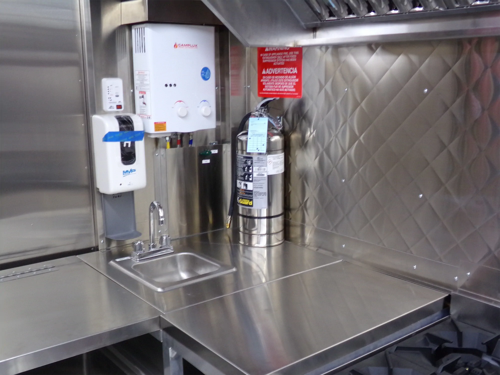 Buffalo Farm to School to you truck, inside, extinguisher