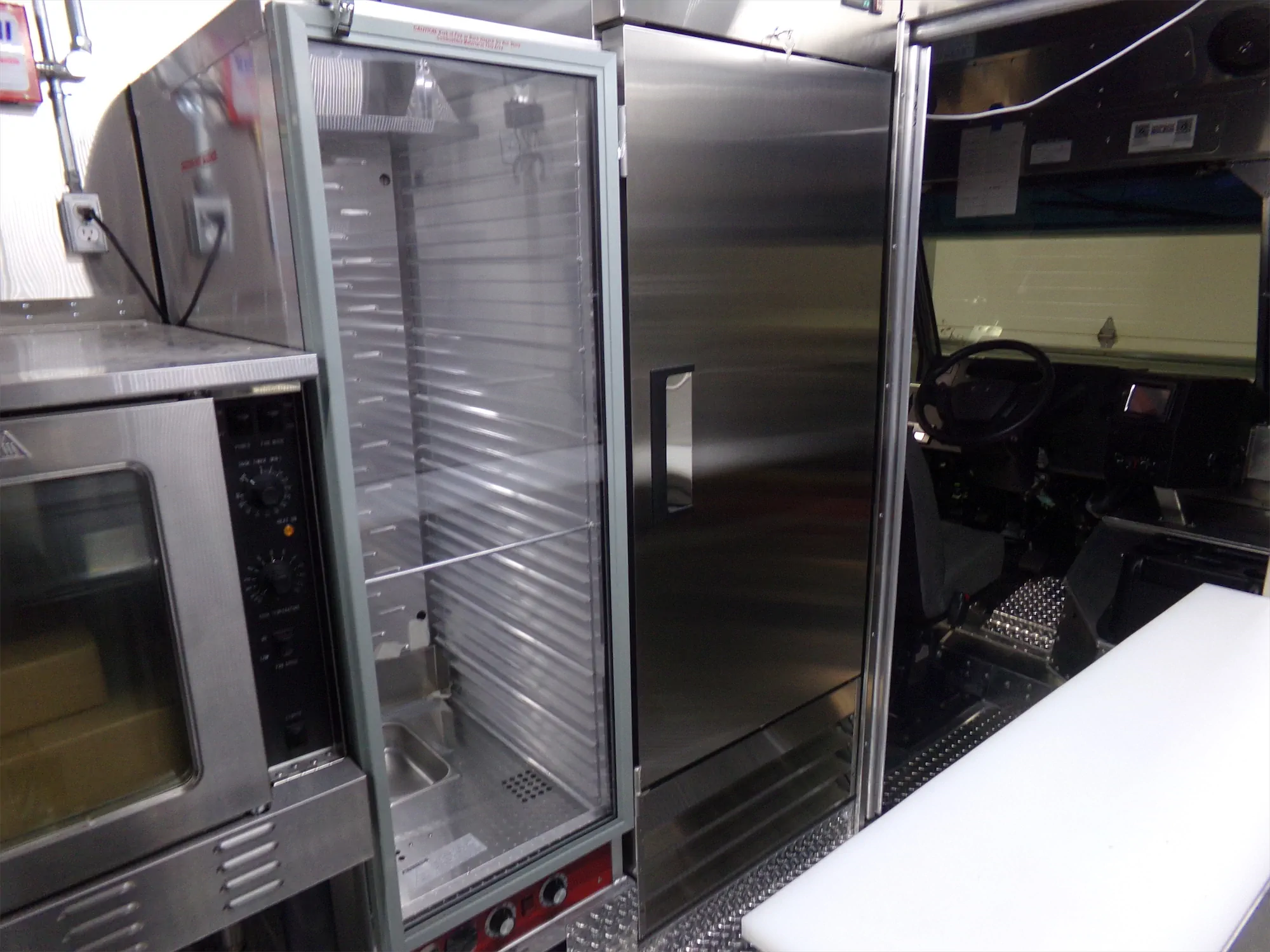 Real Food On The Move truck, inside, fridge