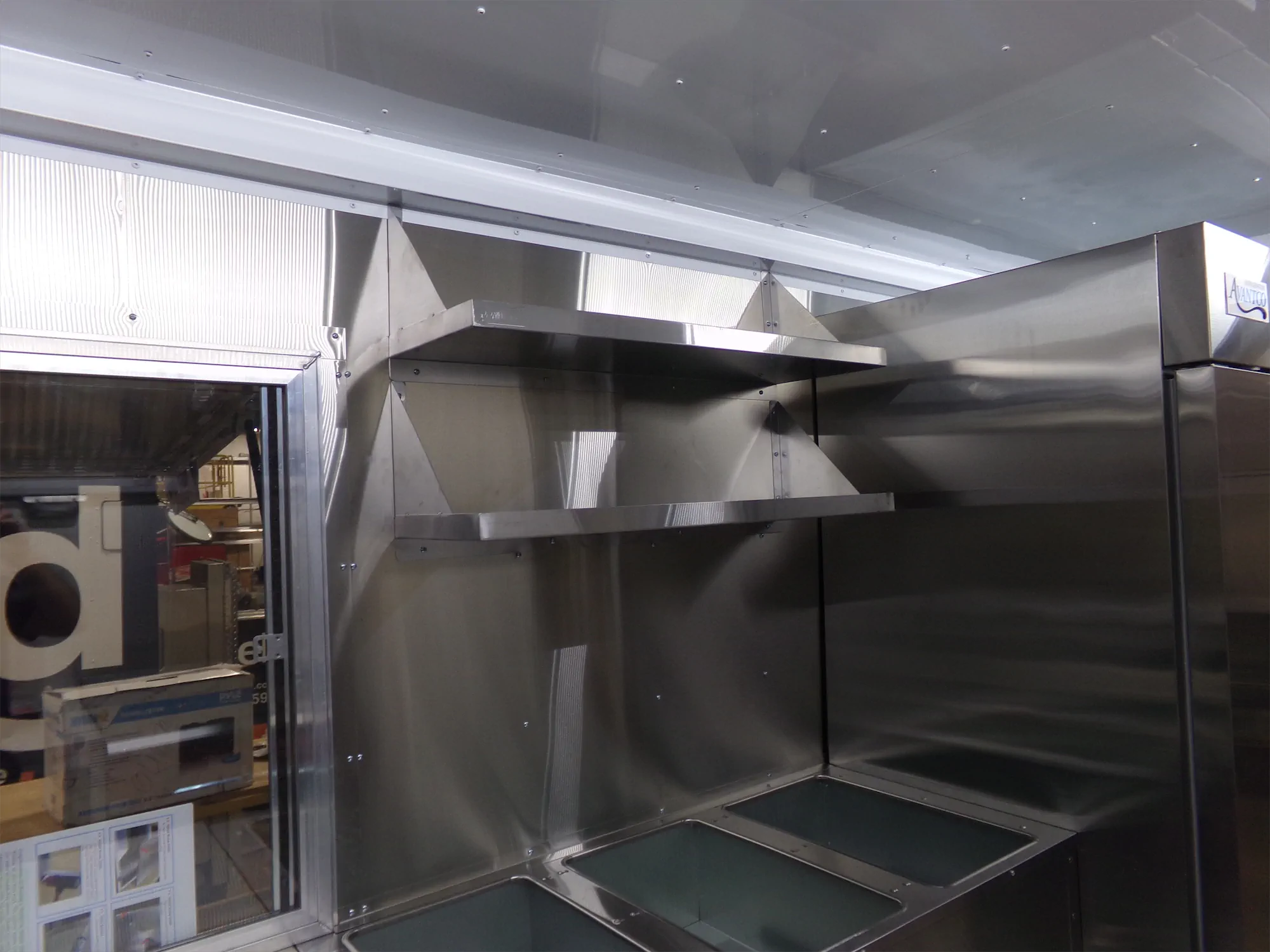 Real Food On The Move truck, inside, shelves