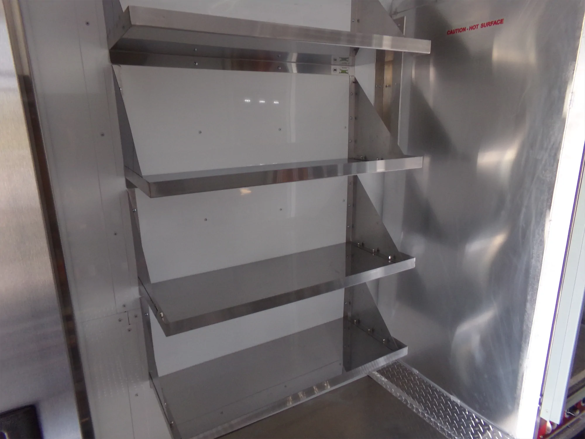 Munch Mobile Meals truck, inside, shelves